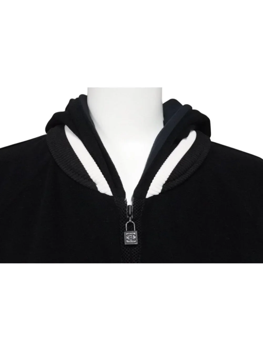 Chanel Sport Line Zip Up Hoodie CC Logo Pile Mesh 4 36
